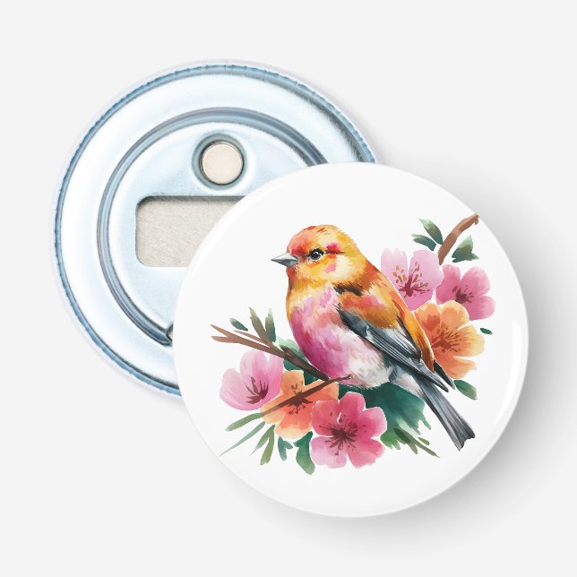 Pink Flower Bird Flasköppnare (Framsidan)