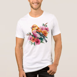 Pink Flower Bird T Shirt