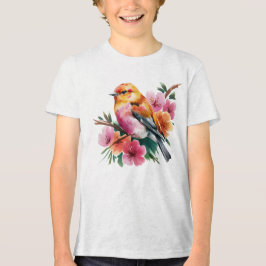 Pink Flower Bird T Shirt