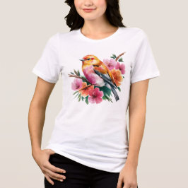 Pink Flower Bird T Shirt