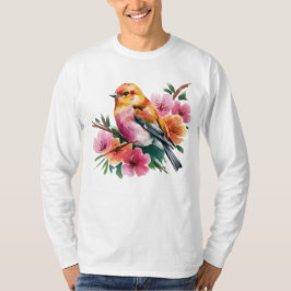 Pink Flower Bird T Shirt