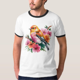 Pink Flower Bird T Shirt