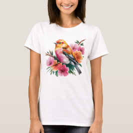 Pink Flower Bird T Shirt