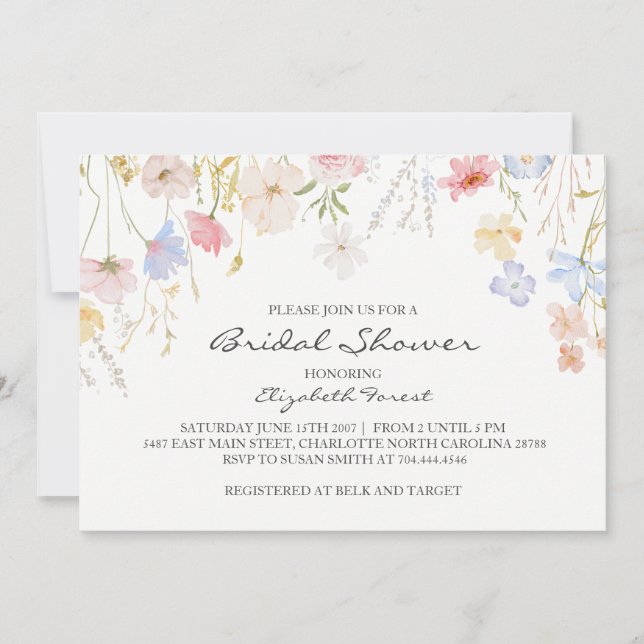 pink flower bridal shower invitation inbjudningar (Framsida)
