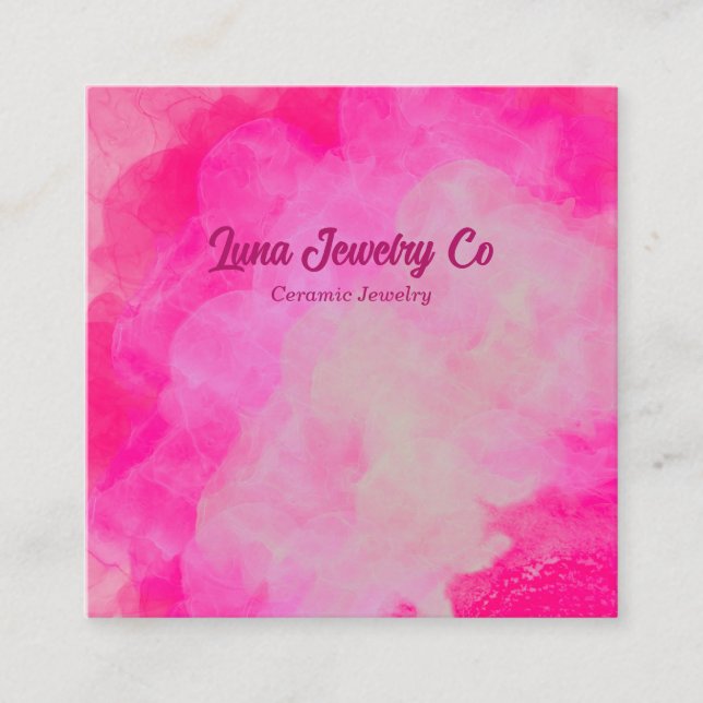 Pink Flower Burst Jewelry Craft Business Card Fyrkantigt Visitkort (Framsida)