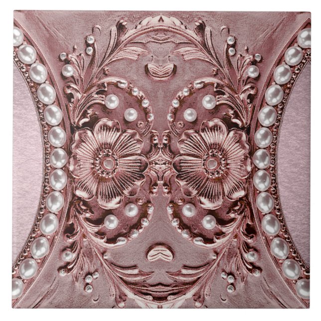 Pink Flower Ceramic Tile Kakelplatta (Framsidan)