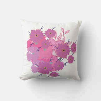 Pink Flower Couch Pillow Kudde