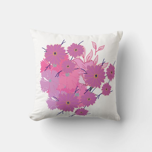 Pink Flower Couch Pillow Kudde (Framsida)