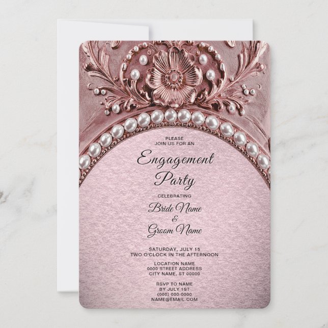 Pink Flower Engagement Invitation Inbjudningar (Framsida)