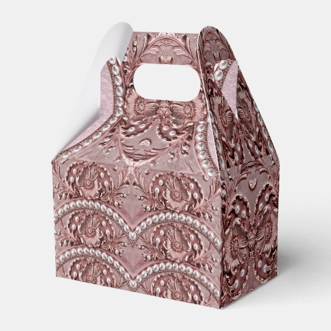 Pink Flower Favor Box Presentaskar (Framsidan Sidan)