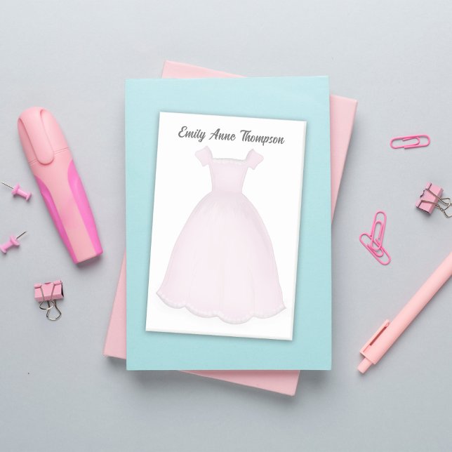 Pink Flower Girl Cute Personalized  Post-it Block (Pink flower girl personalized post it notes. perfect for bridal party gifts.)