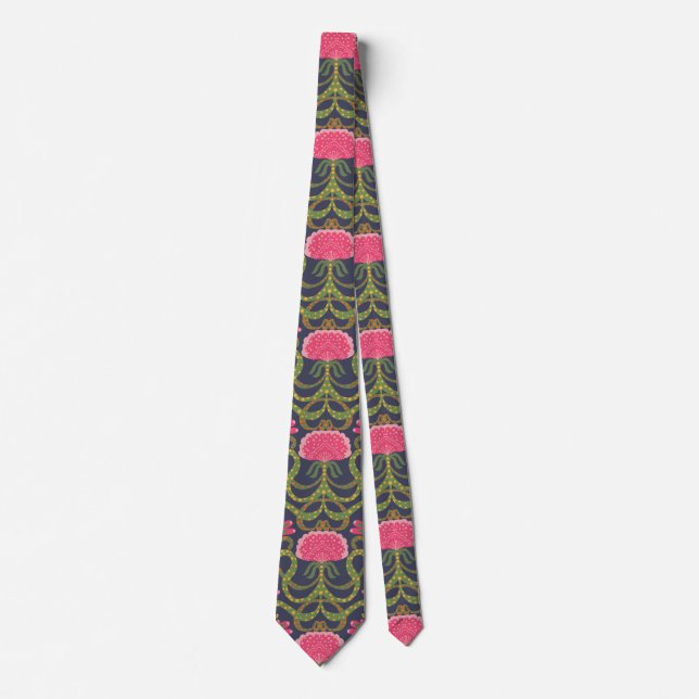 Pink Flower Green Leaf Neck Tie Slips (Framsida)