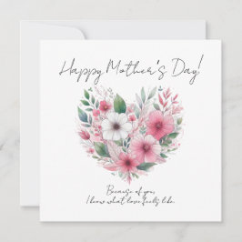 Pink Flower Heart Happy Mother’s Day Inbjudningar