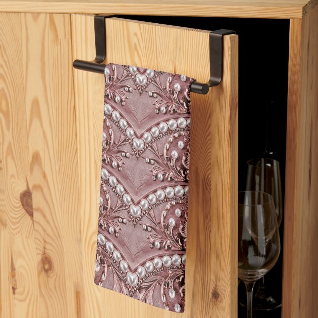 Pink Flower Kitchen Towel Kökshandduk (Thirds Fold)