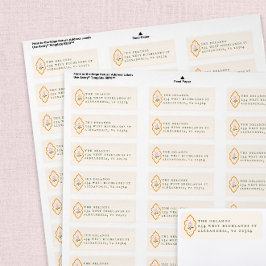 Pink Flower Orange Ogee Antique Serif Text Returadress Etikett