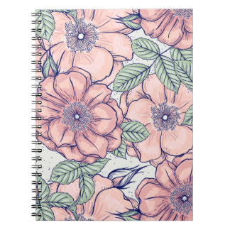 Pink Flower Pattern | Notebook Journal Anteckningsbok