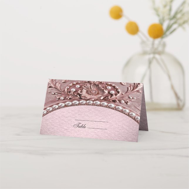 Pink Flower Place Card Placeringskort (Framsida)