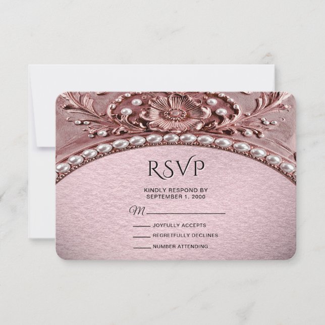 Pink Flower RSVP Card OSA Kort (Framsida)