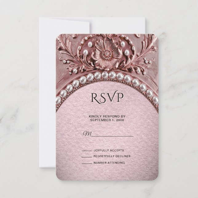 Pink Flower RSVP Card OSA Kort (Framsida)