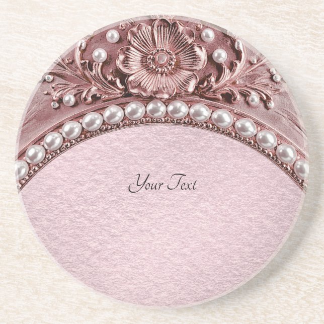 Pink Flower Sandstone Coaster Underlägg (Framsidan)