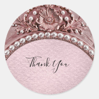 Pink Flower Sticker Runt Klistermärke