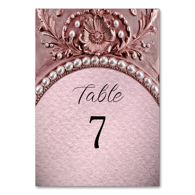 Pink Flower Table Number Bordsnummer (Framsidan)