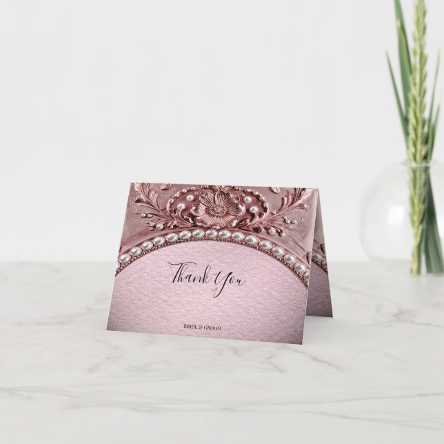 Pink Flower Thank You Card Tack Kort (Framsida)