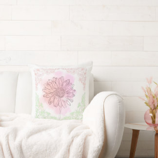 "Pink Flower Throw Pillow" Kudde
