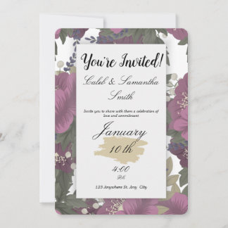 Pink Flower Wedding Invitation Inbjudningar