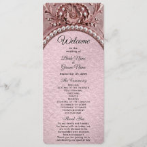 Pink Flower Wedding Program