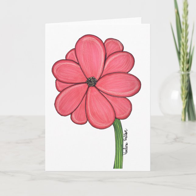 Pink Flower with White background blank Kort (Framsida)