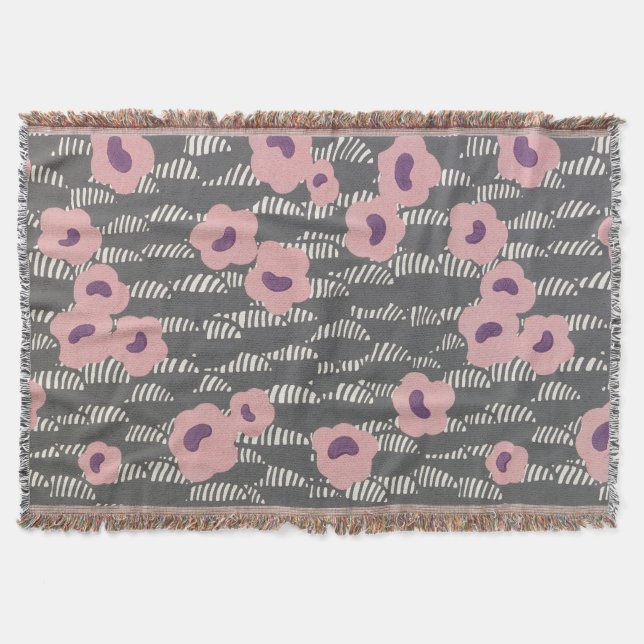 Pink Flowers Abstract Blooms Mid-century Art Deco Filt (Framsidan)