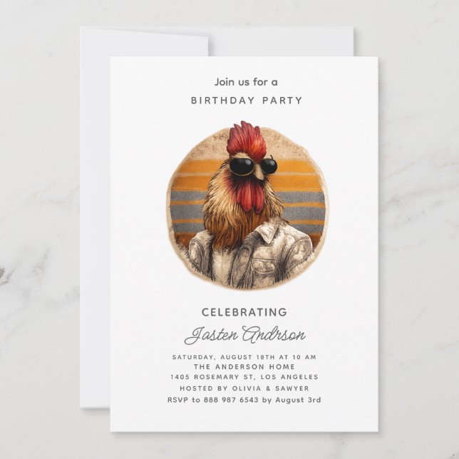  Pink Flowers Birthday Party Invitation Julkort (Framsida)