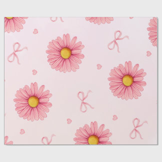 Pink flowers, bows, and hearts tissue paper presentpapper