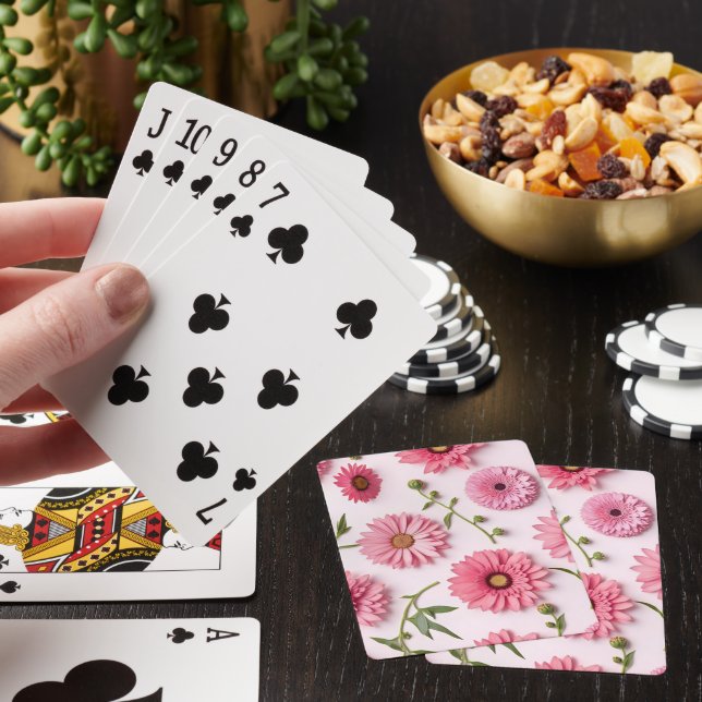 Pink Flowers Classic Playing Cards Casinokort (På plats)