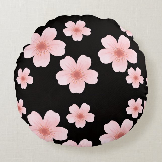 Pink Flowers Coussins rond Rund Kudde (Framsidan)