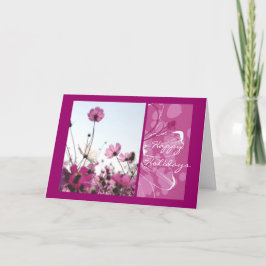 Pink flowers floral nature happy holidays designer kort
