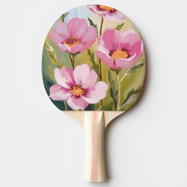 Pink Flowers | Floral Watercolor Painting Pingisracket (Framsidan)