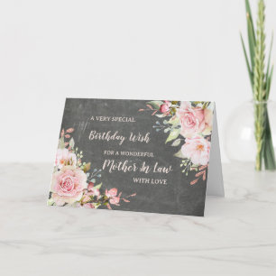 Pink Flowers mor in Law Birday Card Kort