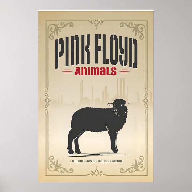 Pink Floyd, får, Originaltryckt design Poster (Framsidan)