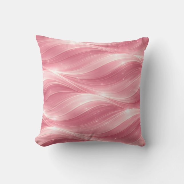 Pink Fluid Wave Pattern Throw Pillow Kudde (Framsida)