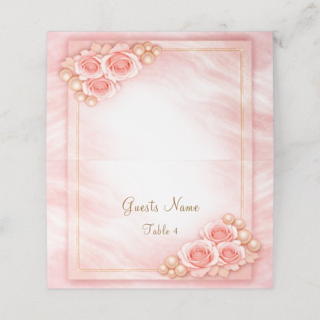 Pink Folded Place Card Wedding Placeringskort (Utvändigt utvikt)