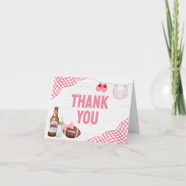Pink Football Baby Shower Tack Kort (Framsida)
