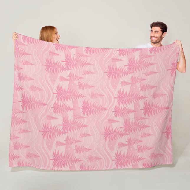 Pink Forest Christmas Fleecefilt (På plats)