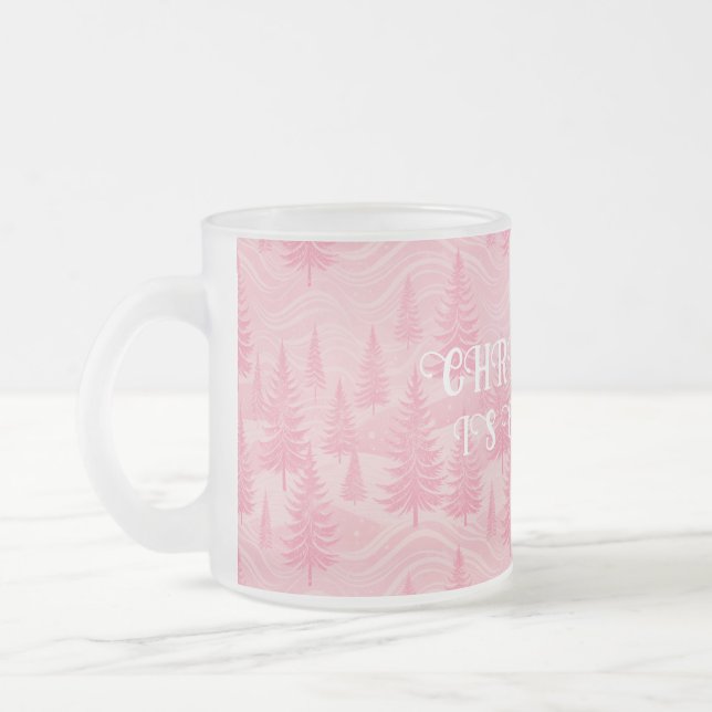 Pink Forest Christmas Frostad Glasmugg (Vänster)