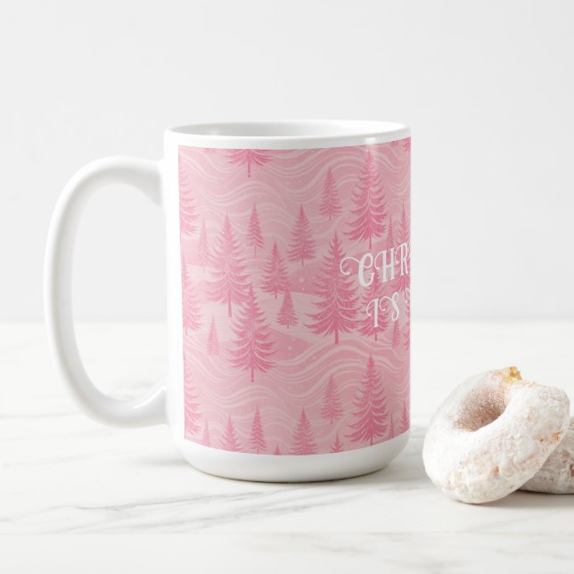 Pink Forest Christmas Kaffemugg (Med munk)