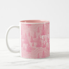 Pink Forest Christmas Två-Tonad Mugg