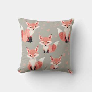 Pink Fox Baby Nursery Cute Woodland Animal Pattern Kudde