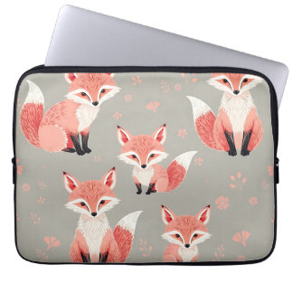 Pink Fox Baby Nursery Cute Woodland Animal Pattern Laptop Fodral