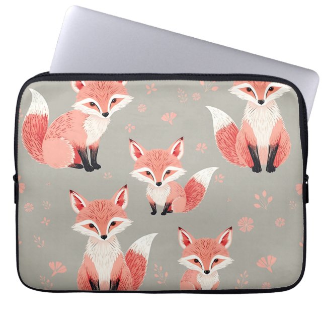 Pink Fox Baby Nursery Cute Woodland Animal Pattern Laptop Fodral (Framsidan)